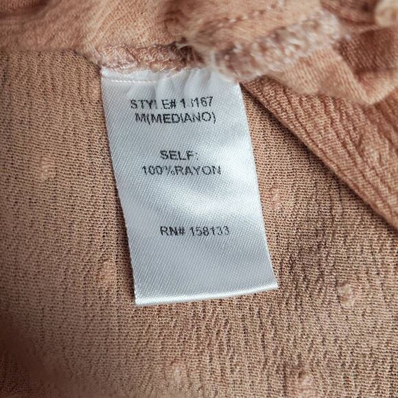 Staccato Peach Swiss Dot Sleeveless Ruffle Hem Tank M - Picture 5 of 6